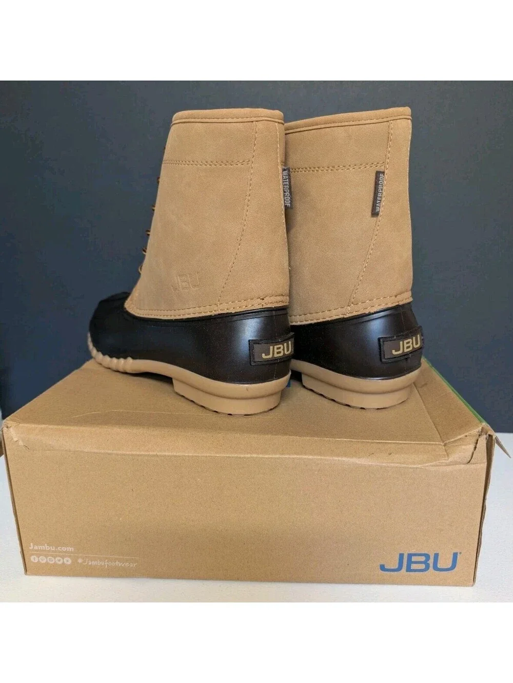 JBU Maine Waterproof Winter Duck Boots Men's 11M Dark Brown/ Beige